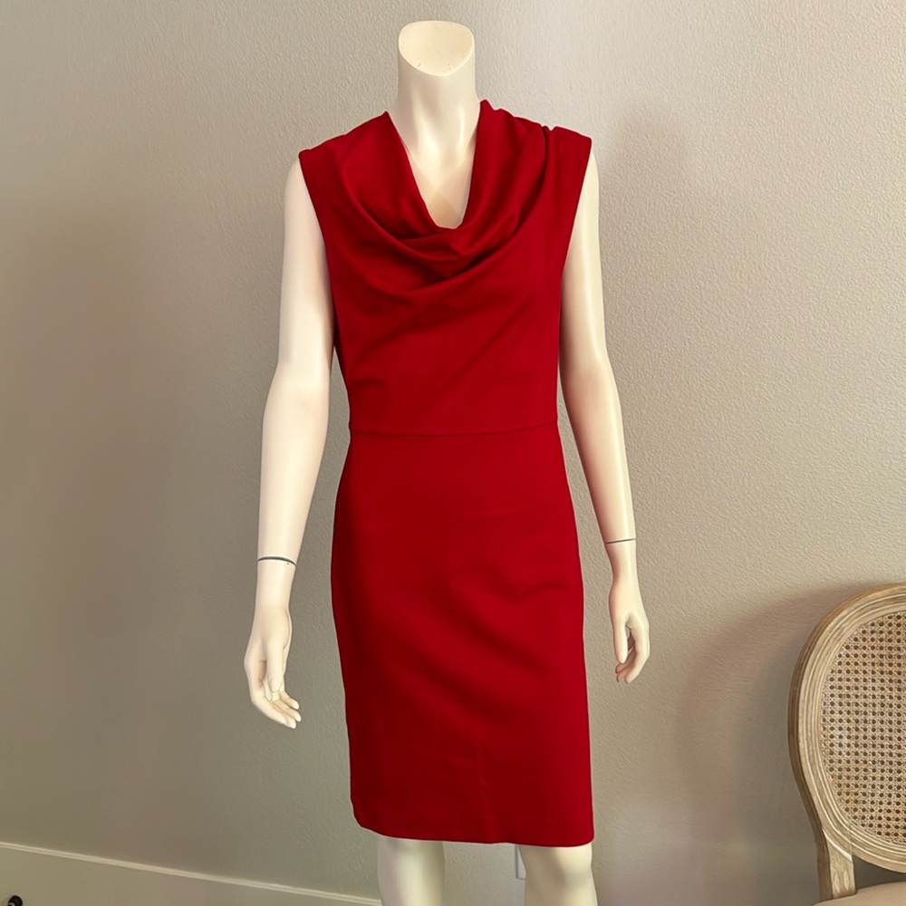 Escada Cowl Neck Knee-Length Dress - Red size 38